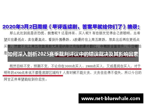 如何深入剖析2025赛季裁判评议中的错误裁决及其影响因素